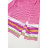 imageDokotoo Womens Swimwear Beach Bikini Swimsuit Color Block Coverups Crochet Striped Side Split Mini DressBright Pink