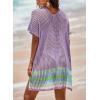 imageDokotoo Womens Swimwear Beach Bikini Swimsuit Color Block Coverups Crochet Striped Side Split Mini DressOrchid Petal