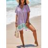 imageDokotoo Womens Swimwear Beach Bikini Swimsuit Color Block Coverups Crochet Striped Side Split Mini DressOrchid Petal