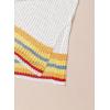 imageDokotoo Womens Swimwear Beach Bikini Swimsuit Color Block Coverups Crochet Striped Side Split Mini DressWhite