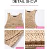 imageDokotoo Womens Swimwear Cover Ups 2025 Summer Crochet Hollow Out Knit Bathing Suit Beach DressesBeige