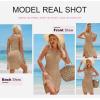 imageDokotoo Womens Swimwear Cover Ups 2025 Summer Crochet Hollow Out Knit Bathing Suit Beach DressesBeige