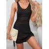 imageDokotoo Womens Swimwear Cover Ups 2025 Summer Crochet Hollow Out Knit Bathing Suit Beach DressesBlack Drawstring