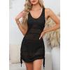 imageDokotoo Womens Swimwear Cover Ups 2025 Summer Crochet Hollow Out Knit Bathing Suit Beach DressesBlack Drawstring