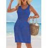imageDokotoo Womens Swimwear Cover Ups 2025 Summer Crochet Hollow Out Knit Bathing Suit Beach DressesBlue 2