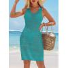 imageDokotoo Womens Swimwear Cover Ups 2025 Summer Crochet Hollow Out Knit Bathing Suit Beach DressesGreen 2