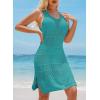 imageDokotoo Womens Swimwear Cover Ups 2025 Summer Crochet Hollow Out Knit Bathing Suit Beach DressesGreen 2