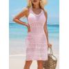 imageDokotoo Womens Swimwear Cover Ups 2025 Summer Crochet Hollow Out Knit Bathing Suit Beach DressesPink