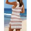 imageDokotoo Womens Swimwear Cover Ups 2025 Summer Crochet Hollow Out Knit Bathing Suit Beach DressesPink Stripes