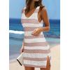 imageDokotoo Womens Swimwear Cover Ups 2025 Summer Crochet Hollow Out Knit Bathing Suit Beach DressesPink Stripes