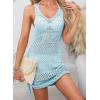 imageDokotoo Womens Swimwear Cover Ups 2025 Summer Crochet Hollow Out Knit Bathing Suit Beach DressesSky Blue Drawstring