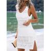imageDokotoo Womens Swimwear Cover Ups 2025 Summer Crochet Hollow Out Knit Bathing Suit Beach DressesWhite