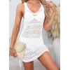 imageDokotoo Womens Swimwear Cover Ups 2025 Summer Crochet Hollow Out Knit Bathing Suit Beach DressesWhite Drawstring
