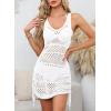 imageDokotoo Womens Swimwear Cover Ups 2025 Summer Crochet Hollow Out Knit Bathing Suit Beach DressesWhite Drawstring