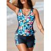 imageDokotoo Womens Tankini Swimsuits 2025 Two Piece Bathing Suits Tummy Control Swim Tank Top with Boy ShortsBlue Floral
