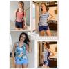 imageDokotoo Womens Tankini Swimsuits 2025 Two Piece Bathing Suits Tummy Control Swim Tank Top with Boy ShortsBlue Floral