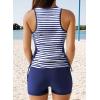 imageDokotoo Womens Tankini Swimsuits 2025 Two Piece Bathing Suits Tummy Control Swim Tank Top with Boy ShortsBlue Stripes