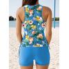 imageDokotoo Womens Tankini Swimsuits 2025 Two Piece Bathing Suits Tummy Control Swim Tank Top with Boy ShortsBlue Tropical