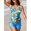imageDokotoo Womens Tankini Swimsuits 2025 Two Piece Bathing Suits Tummy Control Swim Tank Top with Boy ShortsBlue Tropical