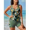 imageDokotoo Womens Tankini Swimsuits 2025 Two Piece Bathing Suits Tummy Control Swim Tank Top with Boy ShortsGreen Floral