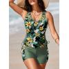 imageDokotoo Womens Tankini Swimsuits 2025 Two Piece Bathing Suits Tummy Control Swim Tank Top with Boy ShortsGreen Floral