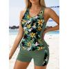imageDokotoo Womens Tankini Swimsuits 2025 Two Piece Bathing Suits Tummy Control Swim Tank Top with Boy ShortsGreen Floral