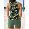imageDokotoo Womens Tankini Swimsuits 2025 Two Piece Bathing Suits Tummy Control Swim Tank Top with Boy ShortsGreen Floral