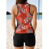 imageDokotoo Womens Tankini Swimsuits 2025 Two Piece Bathing Suits Tummy Control Swim Tank Top with Boy ShortsRed Floral