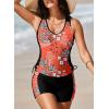 imageDokotoo Womens Tankini Swimsuits 2025 Two Piece Bathing Suits Tummy Control Swim Tank Top with Boy ShortsRed Floral