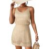 imageDokotoo Summer Crochet Hollow Out Knit Beach Bathing Suit Swim Cover Ups Cruise Outfits Vacation Dresses for Women 2025Apricot