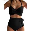imageDokotoo Womens High Waisted Floral Bikini Sets Swimsuit Suit for Women 2025 Tummy Control Bathing Suit Swimwear for SummerBlack