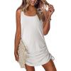 imageDokotoo Womens Hollow Out Cover Up Swimwear Beachwear Double Shoulder Straps Sleeveless Mini Dress Drawstring Beach DressWhite