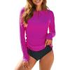 imageDokotoo Womens Long Sleeve Rash Guard Swim Shirts 14 Zip Up Sun Protection Swimsuit Top Bathing Suit No BottomRose Red