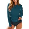 imageDokotoo Womens Long Sleeve Rash Guard Swim Shirts 14 Zip Up Sun Protection Swimsuit Top Bathing Suit No BottomSea Green