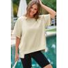 imageDokotoo Oversized T Shirts for Women Crewneck Short Sleeve Casual Summer Tops Lightweight Loose High Low BlouseApricot