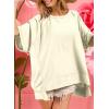 imageDokotoo Oversized T Shirts for Women Crewneck Short Sleeve Casual Summer Tops Lightweight Loose High Low BlouseApricot
