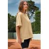 imageDokotoo Oversized T Shirts for Women Crewneck Short Sleeve Casual Summer Tops Lightweight Loose High Low BlouseBeige