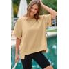 imageDokotoo Oversized T Shirts for Women Crewneck Short Sleeve Casual Summer Tops Lightweight Loose High Low BlouseBeige