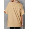 imageDokotoo Oversized T Shirts for Women Crewneck Short Sleeve Casual Summer Tops Lightweight Loose High Low BlouseBeige