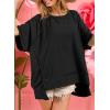 imageDokotoo Oversized T Shirts for Women Crewneck Short Sleeve Casual Summer Tops Lightweight Loose High Low BlouseBlack