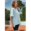 imageDokotoo Oversized T Shirts for Women Crewneck Short Sleeve Casual Summer Tops Lightweight Loose High Low BlouseBlue