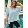 imageDokotoo Oversized T Shirts for Women Crewneck Short Sleeve Casual Summer Tops Lightweight Loose High Low BlouseBlue