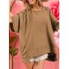 imageDokotoo Oversized T Shirts for Women Crewneck Short Sleeve Casual Summer Tops Lightweight Loose High Low BlouseBrown