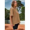 imageDokotoo Oversized T Shirts for Women Crewneck Short Sleeve Casual Summer Tops Lightweight Loose High Low BlouseBrown