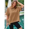 imageDokotoo Oversized T Shirts for Women Crewneck Short Sleeve Casual Summer Tops Lightweight Loose High Low BlouseBrown