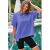 imageDokotoo Oversized T Shirts for Women Crewneck Short Sleeve Casual Summer Tops Lightweight Loose High Low BlouseDark Blue