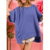 imageDokotoo Oversized T Shirts for Women Crewneck Short Sleeve Casual Summer Tops Lightweight Loose High Low BlouseDark Blue