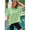 imageDokotoo Oversized T Shirts for Women Crewneck Short Sleeve Casual Summer Tops Lightweight Loose High Low BlouseGreen