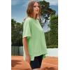 imageDokotoo Oversized T Shirts for Women Crewneck Short Sleeve Casual Summer Tops Lightweight Loose High Low BlouseGreen