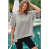 imageDokotoo Oversized T Shirts for Women Crewneck Short Sleeve Casual Summer Tops Lightweight Loose High Low BlouseGrey